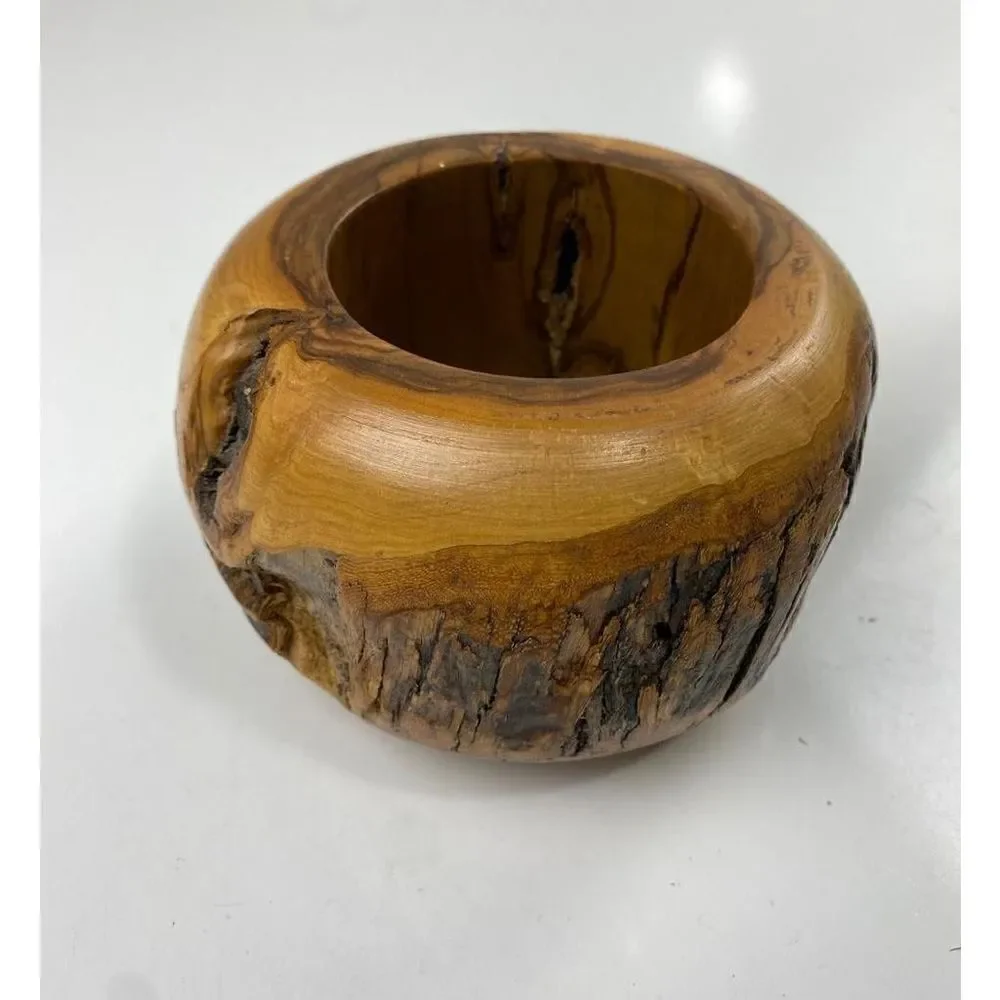 Vtg Walter Stahli Wood Carved Round Bowl Mid-Century Modern Rustic Switzerland D